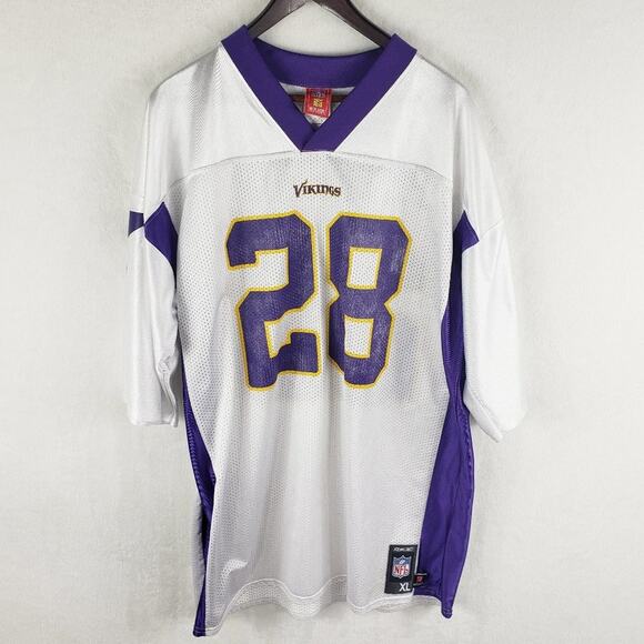 NFL Jersey Men XL Adrian Peterson #28 Minnesota Vikings White Purple Reebok - Picture 1 of 7